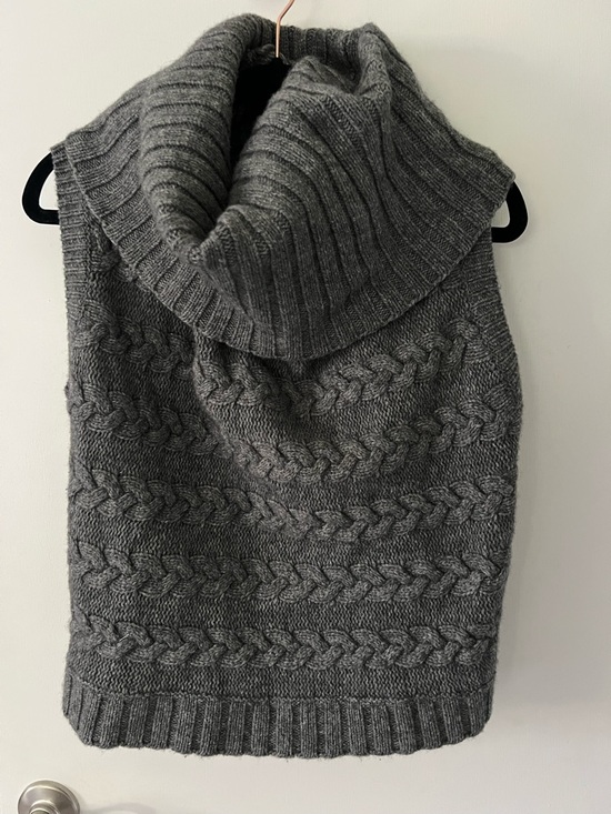 Banana Republic Sweaters - Banana‎ Republic Gray Cable Knit Oversized Wool Cowl Sweater Vest Size M